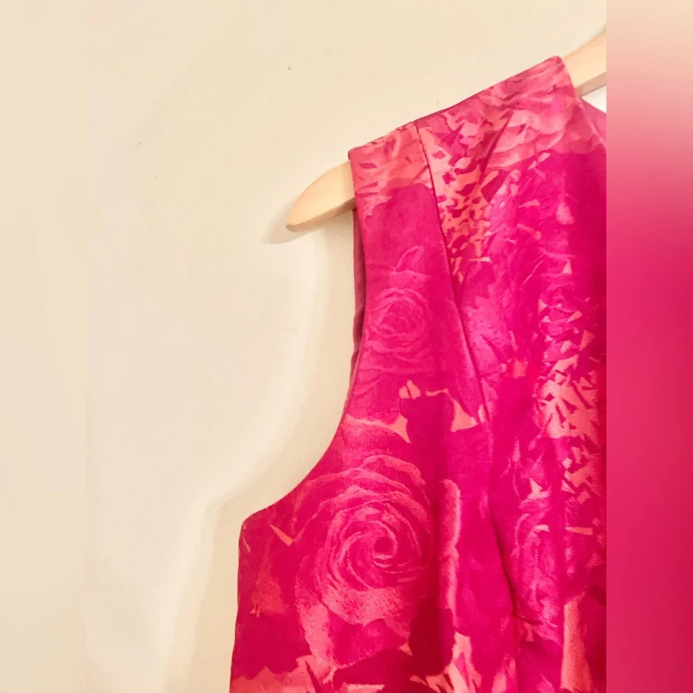 Carmen Marc Valvo Gorgeous Floral Jacquard A-Line Cocktail Dress Size 12 - EUC - Picture 7 of 13